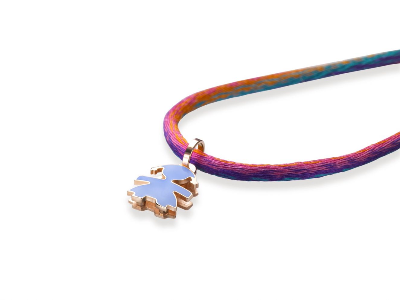 lbb055-ind_adv.jpg Collana Multicolor con Ciondolo Bimba in Oro Rosa Indaco Le Bebé - immagine 1