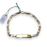 Bracciale Oro Bicolore 18Kt con Piastrina Lucida Uomo