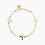 Bracciale in Acciaio Dorato con Fiori Martellati Donna Kidult