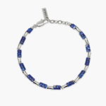 Bracciale in Acciaio Elementi Bambù e Diaspro Blu Uomo Kidult