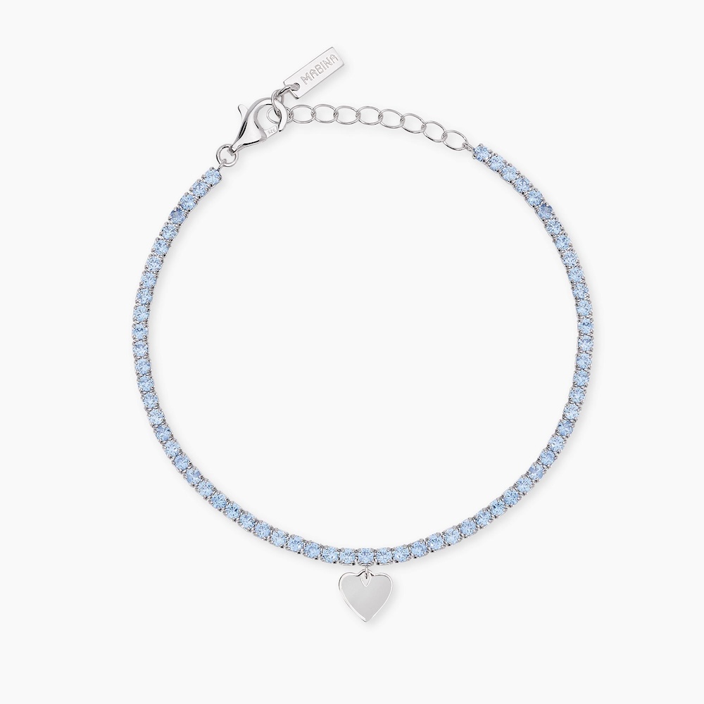 Bracciale-tennis-donna-con-pietre-azzurre-e-ciondolo-cuore-idea-regalo-per-lei-mabina-534161.jpg Bracciale Tennis con Acquamarina Sintetica e Cuore Pendente Donna Mabina - immagine 1