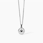 Collana in Argento Rosa dei Venti e Zirconi Neri Uomo Mabina