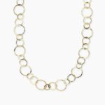 Collana Lunga in Acciaio Dorato Maglia Larga Martellata Donna Kidult