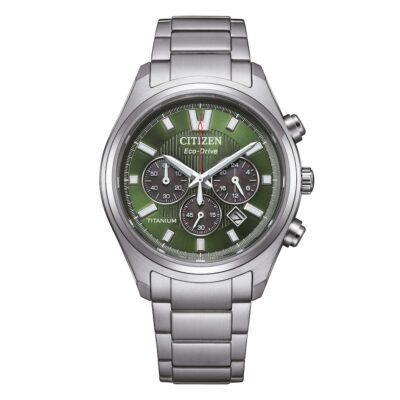 Orologio crono citizen in super titanio quadrante verde citizen collezione 4750 codice CA4750 51X