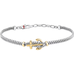 Bracciale in Acciaio con Ancora Dorata Uomo Sector Marine
