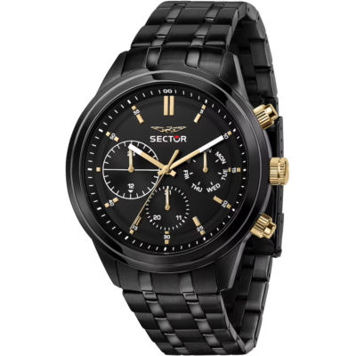 Orologio crono nero uomo con dettagli dorati idea regalo R3253540006 1 1