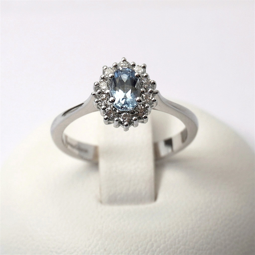 1 anelo acquamarina visconti prezzo gioielleria bari ab preziosi balzano AB16671AA Anello Modello Kate con Acquamarina Contonata di Diamanti Giorgio Visconti - immagine 1