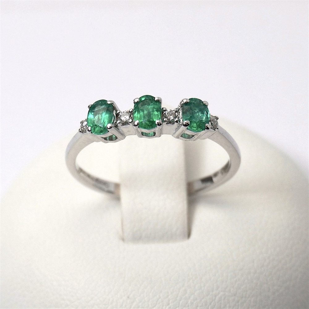 14 trilogy smeraldo e diamanti giorgio visconti prezzo gioielli donna ab preziosi balzano gioielleria bari AB157265 Anello Trilogy di Smeraldi Alternati con Diamanti Giorgio Visconti - immagine 1