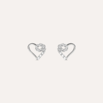 Orecchini Lobo Cuore Oro Bianco 9kt con Zirconi Stroili Bon Ton
