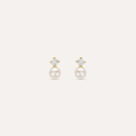 Orecchini Lobo Punto Luce con Perla e Zircone Oro Giallo 9kt Stroili Bon Ton